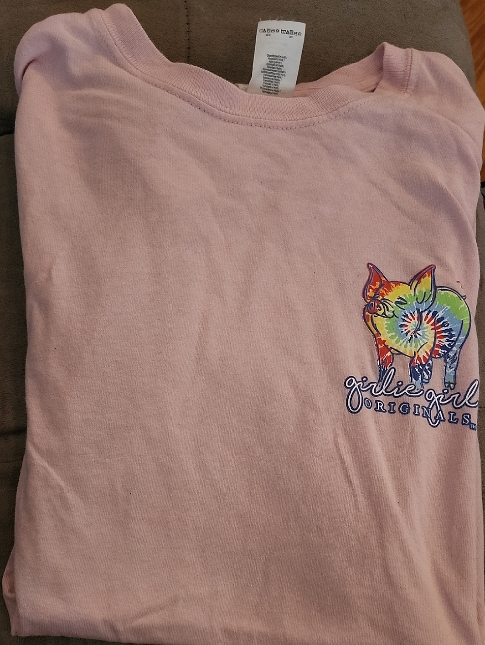 Women Pink Tie-Dye Pig Graphic Tee